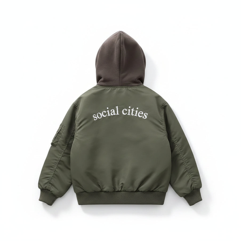 Teens Boys Jacket – Patchwork Hooded Baseball Style Coat