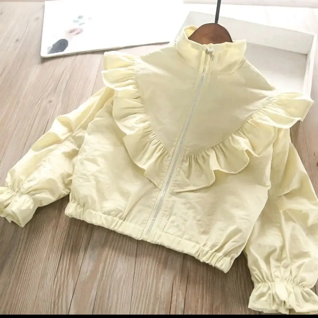 Girls’ ruffled collar blouse coat
