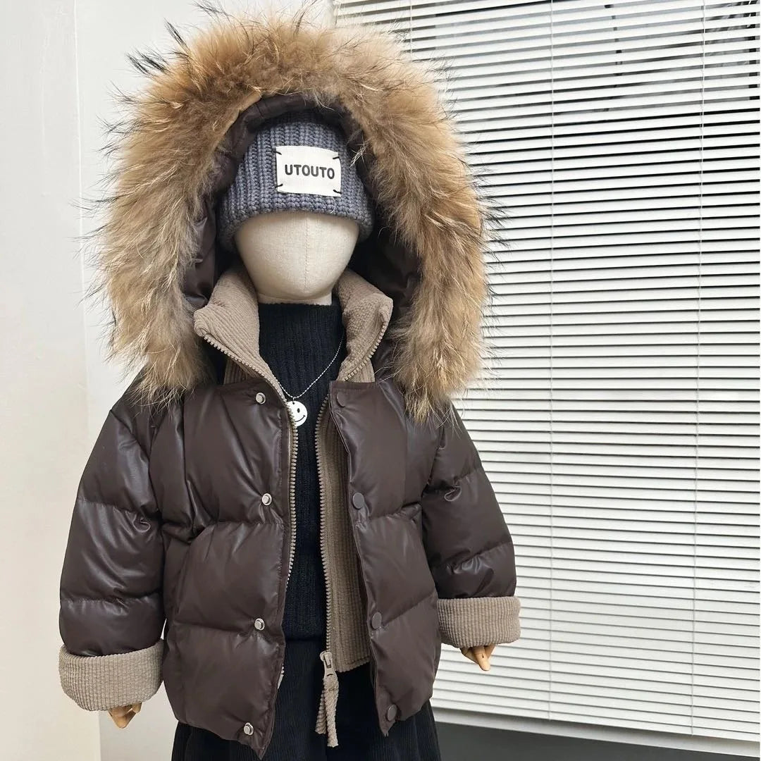 Winter Boys Faux Fur Hooded Jacket β Thick Warm Two-Piece Look Parka (4β12 Years)