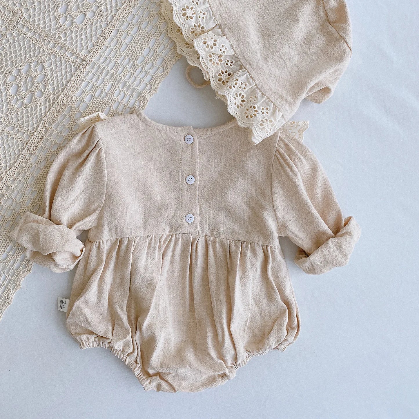 Ruffle overalls with matching hat