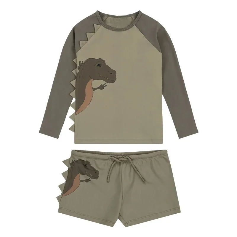Dinosaur & Leopard Print quick-dry swimwear