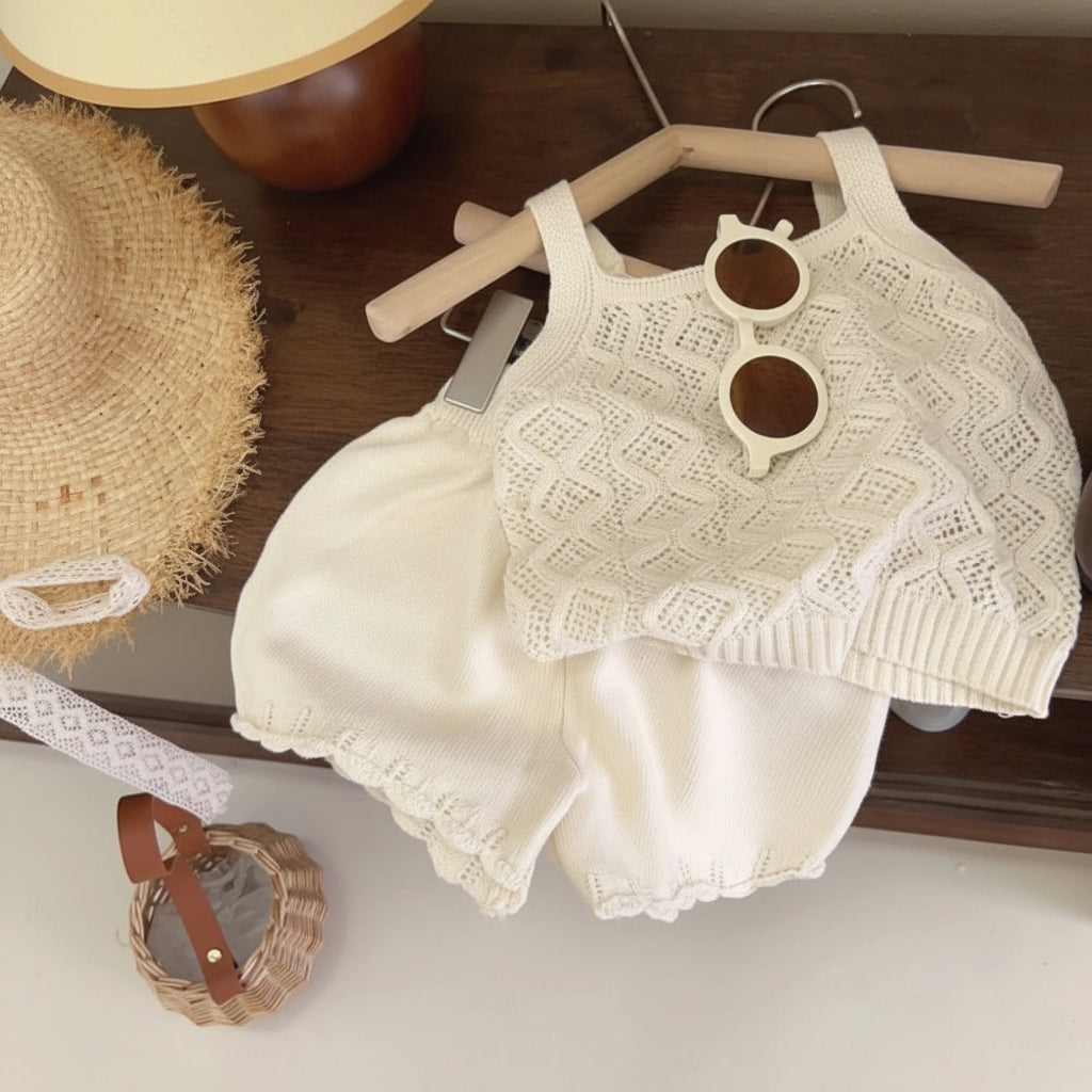 Girls beige summer set