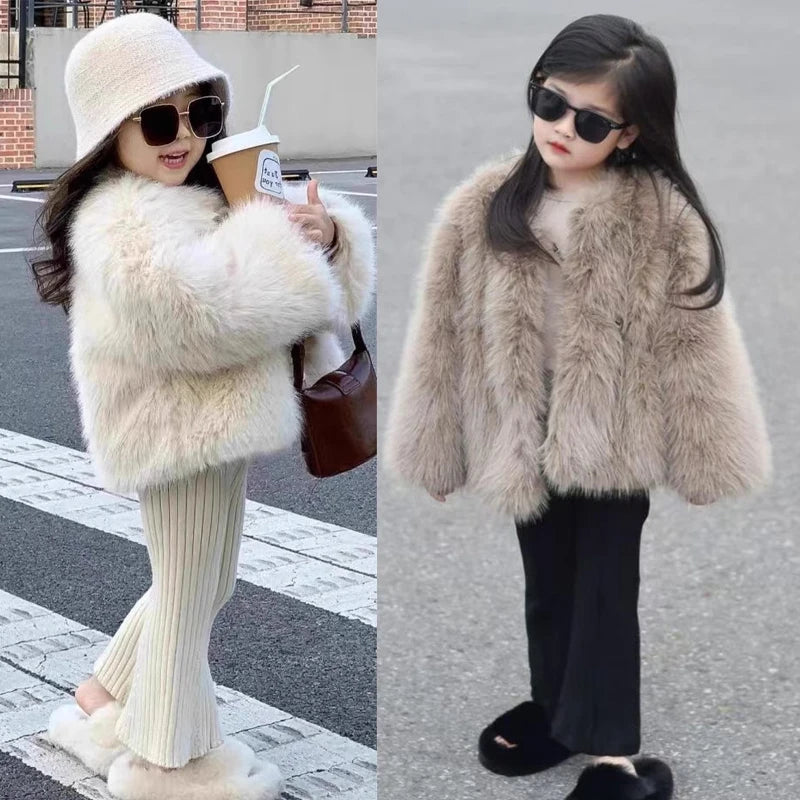 Girls Faux Fur Jacket – Cozy Winter Coat