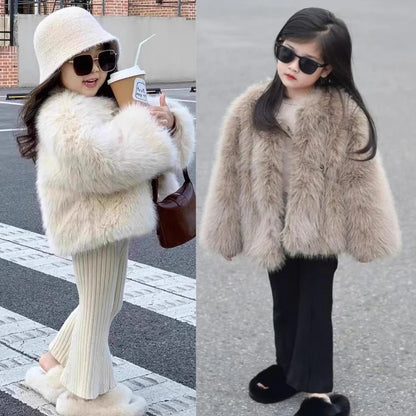 Girls Faux Fur Jacket – Cozy Winter Coat