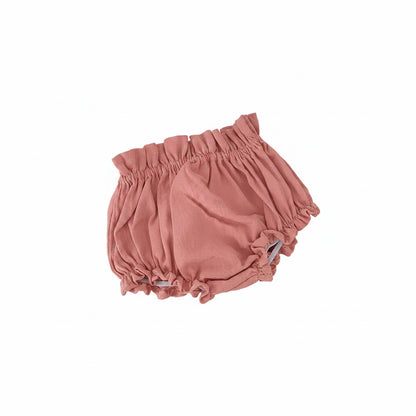 Baby girls cotton-linen bloomers / Frill diaper cover shorts