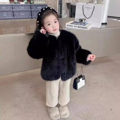 Girls Faux Fur Jacket – Cozy Winter Coat