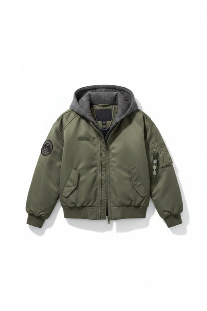 Teens Boys Jacket – Patchwork Hooded Baseball Style Coat