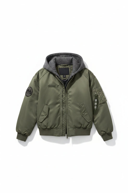 Teens Boys Jacket – Patchwork Hooded Baseball Style Coat