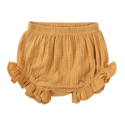 Cotton Ruffled Bloomers – Soft Crinkled Baby Shorts (6–24 Months)