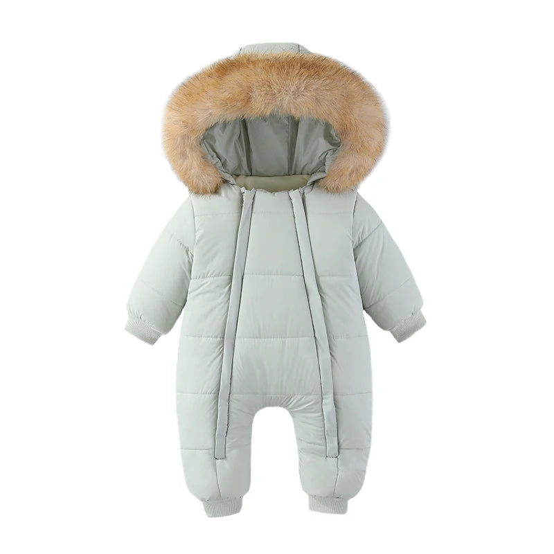 Newborn Autumn & Winter Bodysuit – Thick Plus Velvet Hooded Baby Jumpsuit (0–18M)