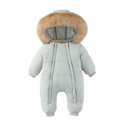 Newborn Autumn & Winter Bodysuit – Thick Plus Velvet Hooded Baby Jumpsuit (0–18M)