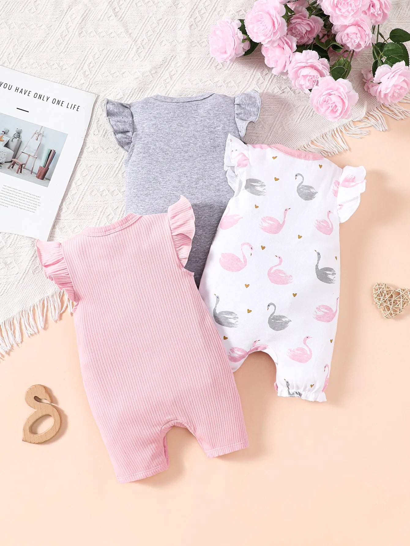 Soft cotton short sleeve jumpsuits