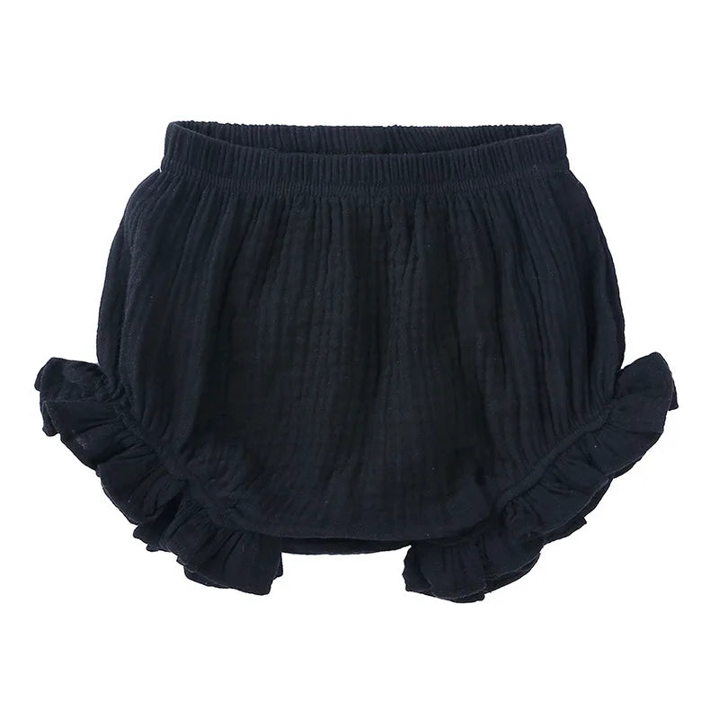 Cotton Ruffled Bloomers – Soft Crinkled Baby Shorts (6–24 Months)