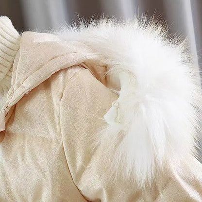 WinterJacket – Thick White Duck Coat with Waist-Cinched Design