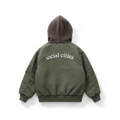 Teens Boys Jacket – Patchwork Hooded Baseball Style Coat