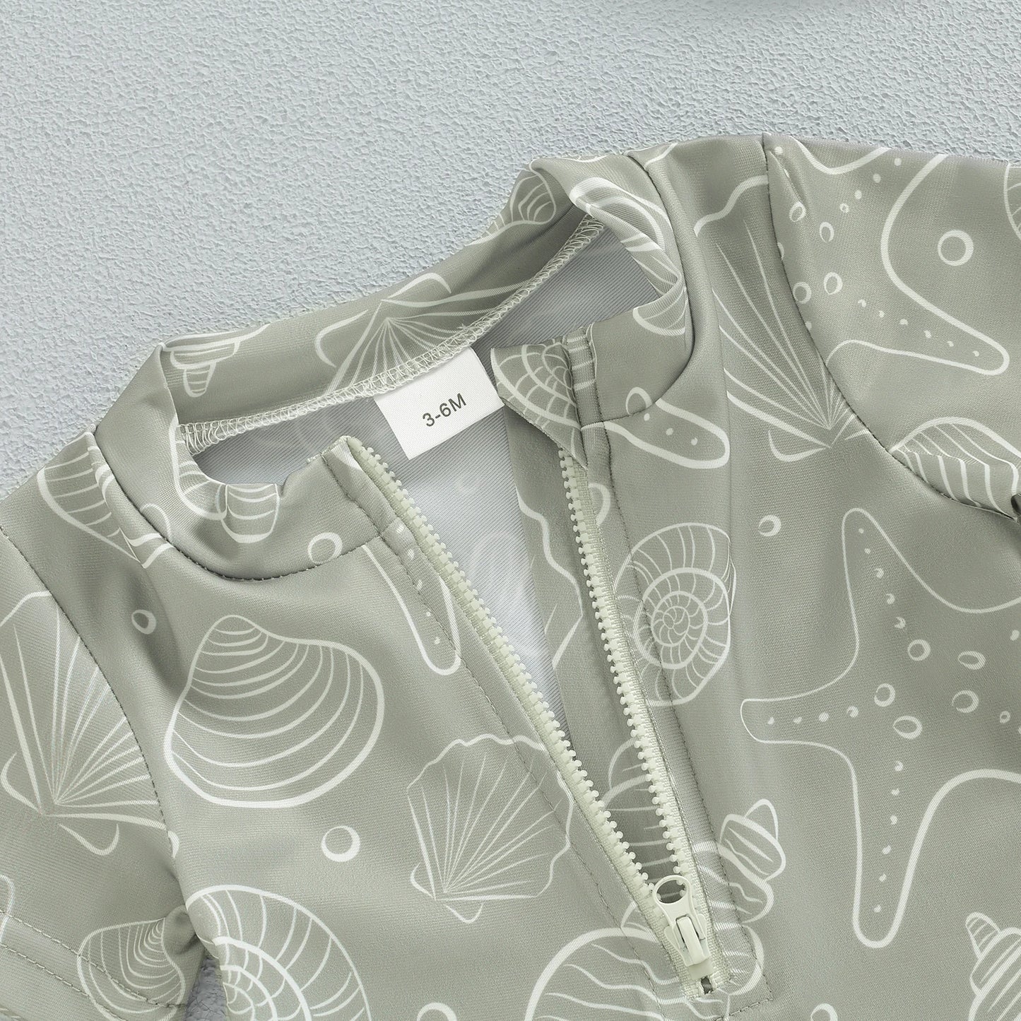 Sea print zipper swimsuit