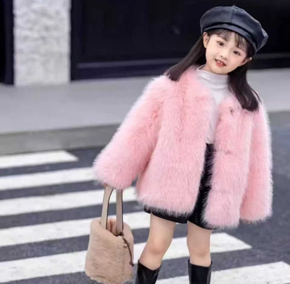 Girls Faux Fur Jacket – Cozy Winter Coat