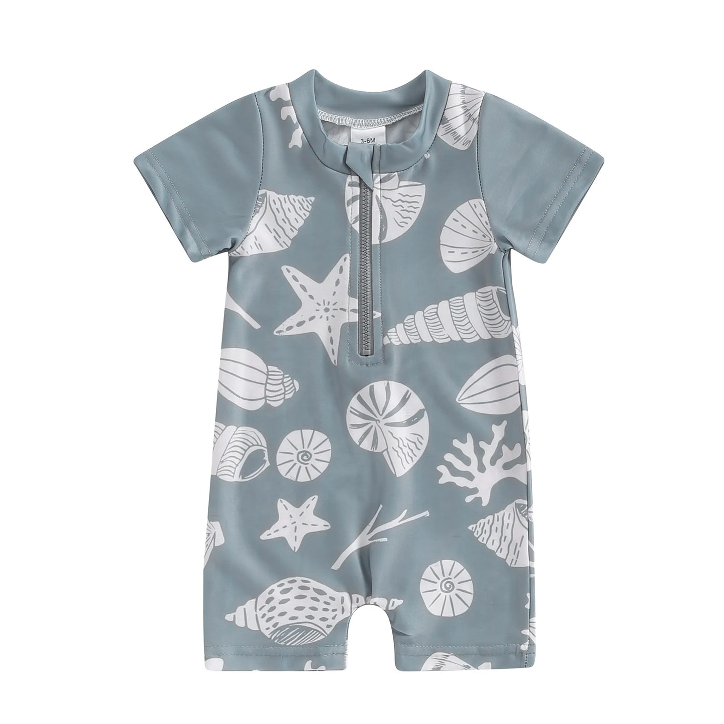Sea print zipper swimsuit