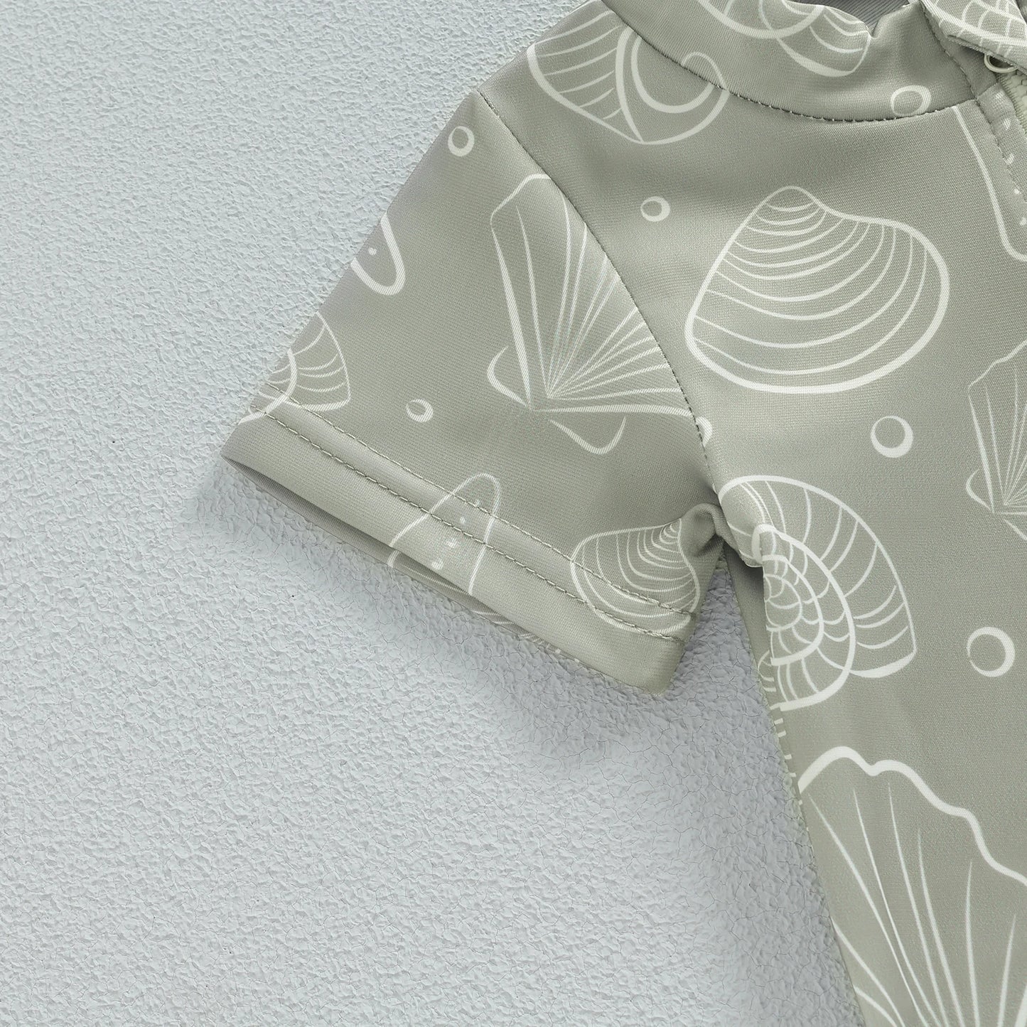Sea print zipper swimsuit