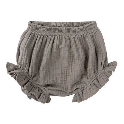 Cotton Ruffled Bloomers – Soft Crinkled Baby Shorts (6–24 Months)