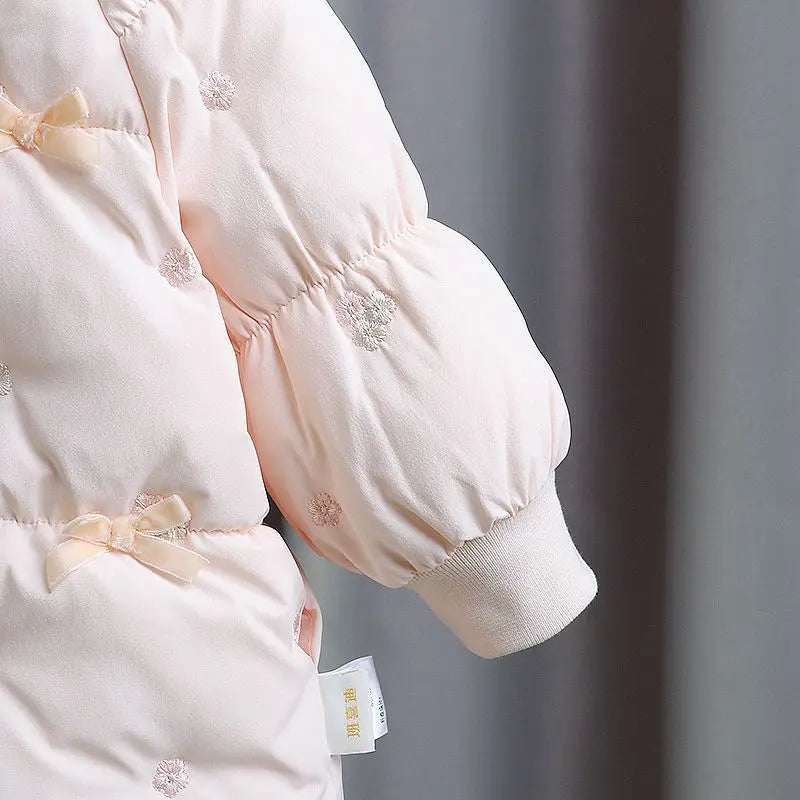Toddler Girls Winter Jacket, with Bowknots & Ear Hood