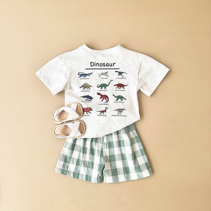 Dinosaur t-Shirt & checkered shorts