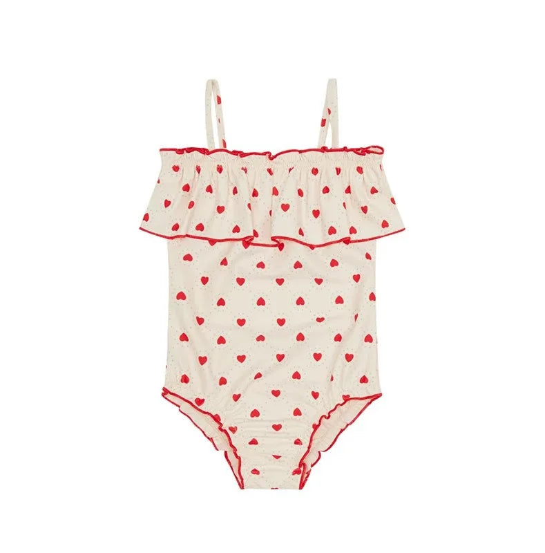 Girls heart print bikini set