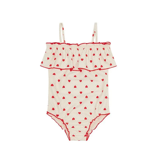 Girls heart print bikini set