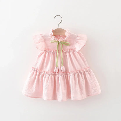 Pink tulip baby girl dress