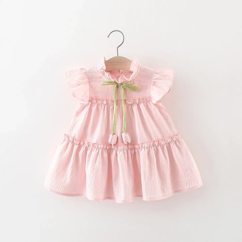 Pink tulip baby girl dress