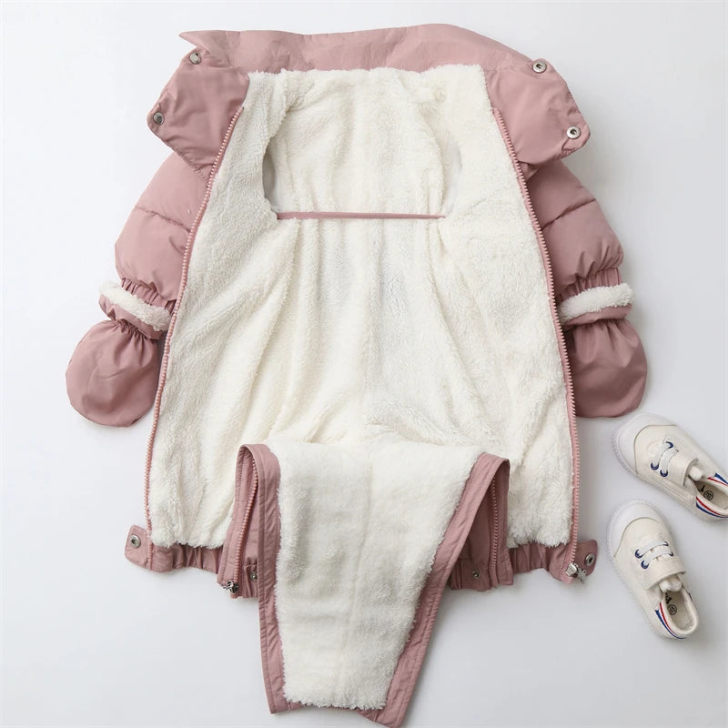 Winter Newborn Baby Snowsuit – Warm Thickened Set with Hat, Gloves & Foot Covers (0–18 Months)