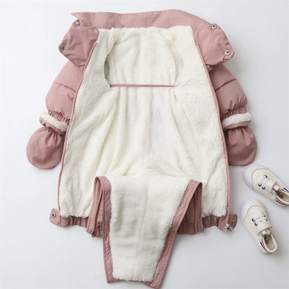 Winter Newborn Baby Snowsuit – Warm Thickened Set with Hat, Gloves & Foot Covers (0–18 Months)