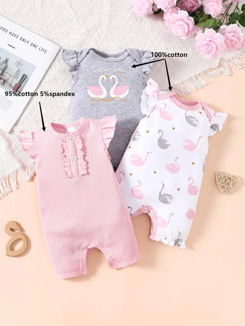 Soft cotton short sleeve jumpsuits