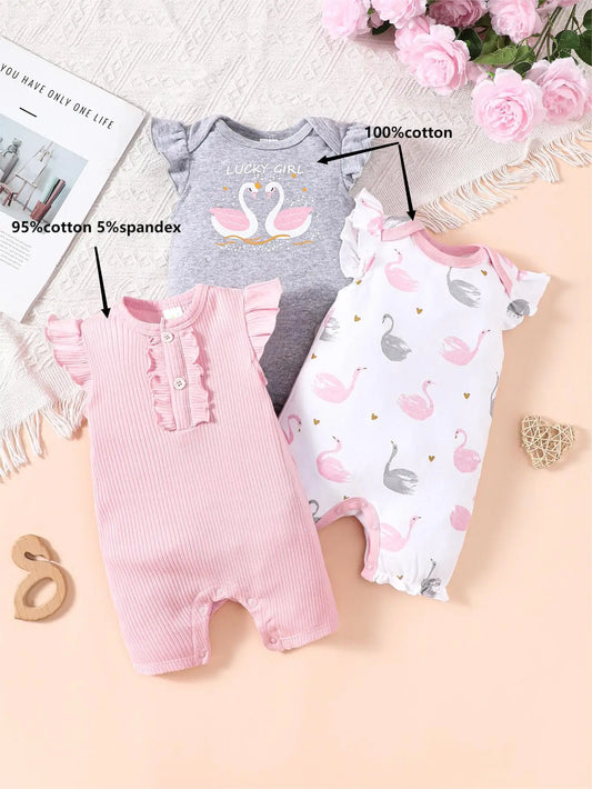 Soft cotton short sleeve jumpsuits