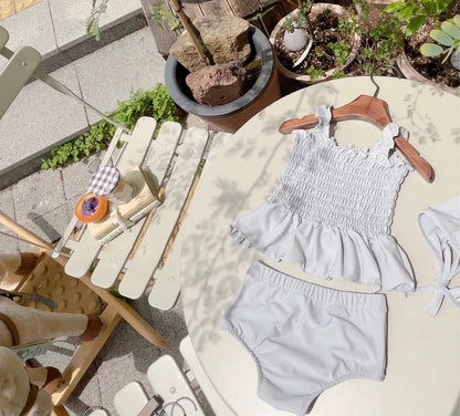 Baby girl swim set (Top, Shorts & Hat)