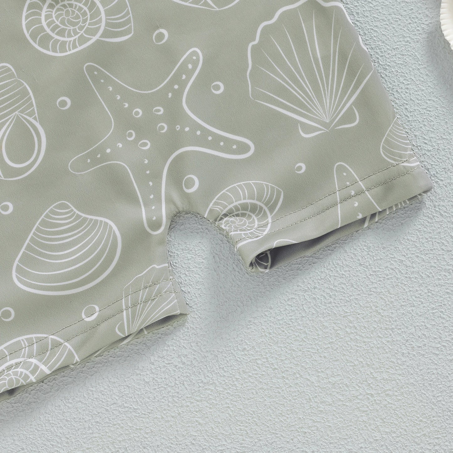 Sea print zipper swimsuit