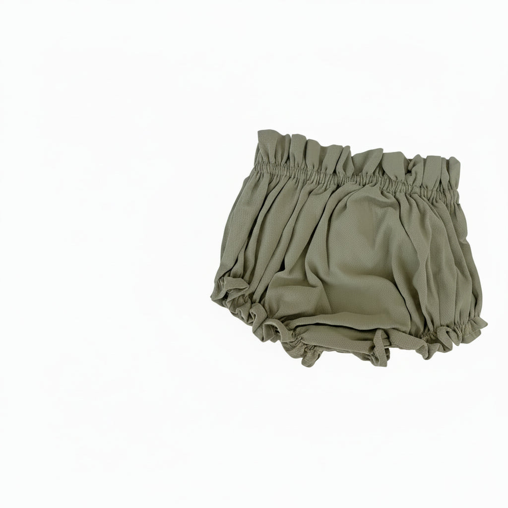 Baby girls cotton-linen bloomers / Frill diaper cover shorts