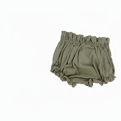 Baby girls cotton-linen bloomers / Frill diaper cover shorts