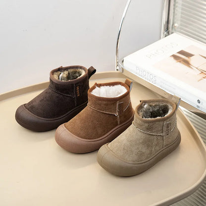 Winter Suede Snow Boots – Warm Plush Non-Slip Boots for Boys & Girls