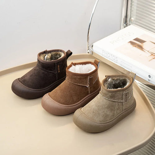 Winter Suede Snow Boots – Warm Plush Non-Slip Boots for Boys & Girls