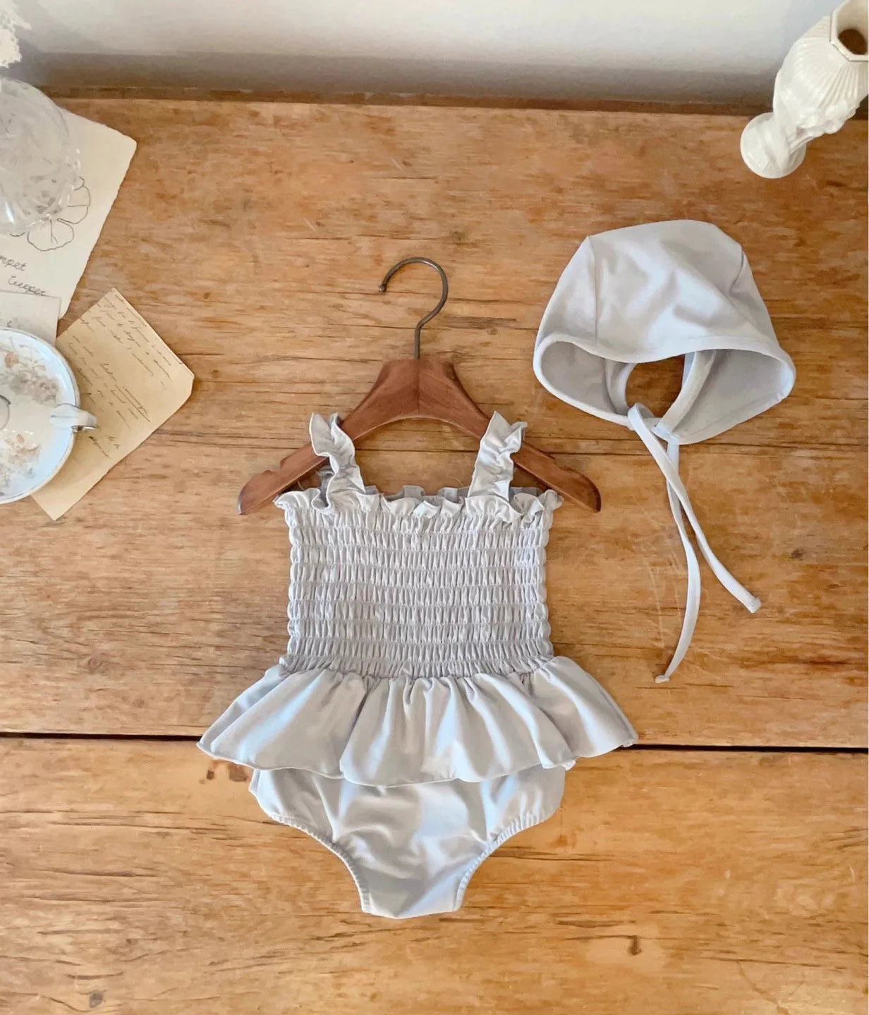 Baby girl swim set (Top, Shorts & Hat)