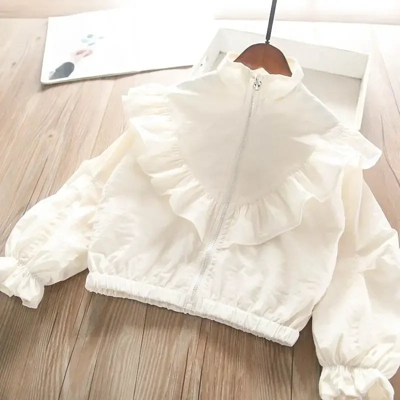 Girls’ ruffled collar blouse coat