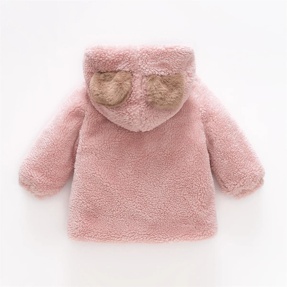 Winter Girl’s Coat – Furry Hooded Bear Ears & Bow Detail