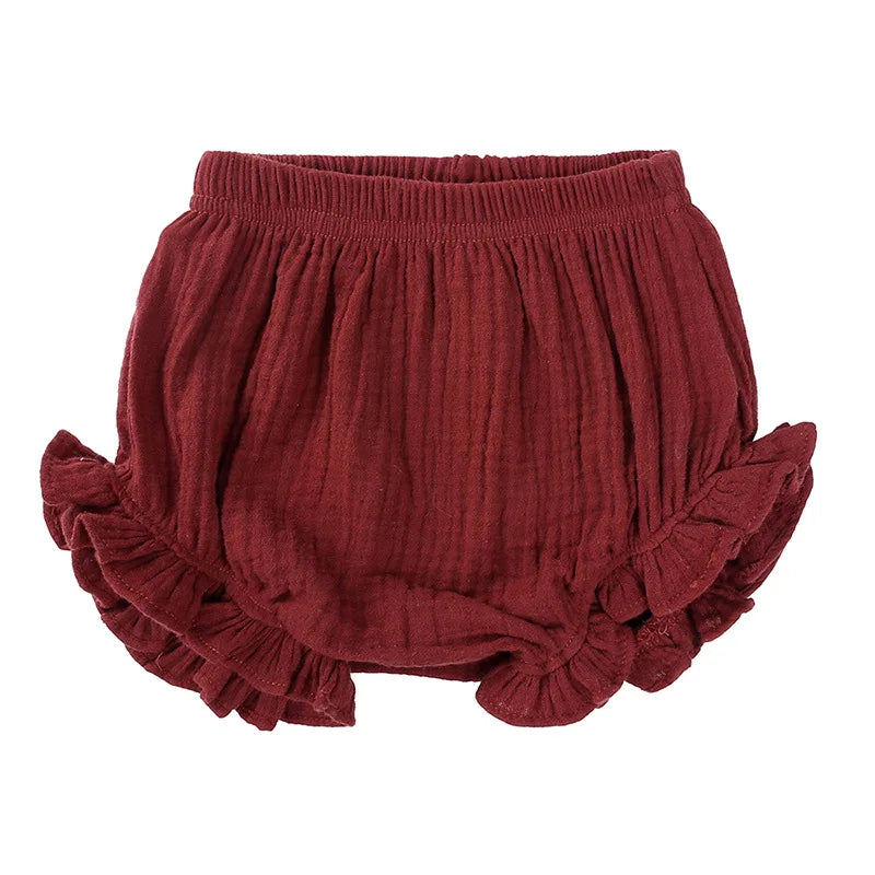 Cotton Ruffled Bloomers – Soft Crinkled Baby Shorts (6–24 Months)