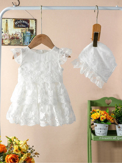 Newborn baby girl lace dress set