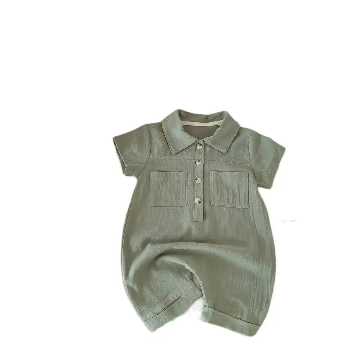 Short sleeve solid color jumpsuit