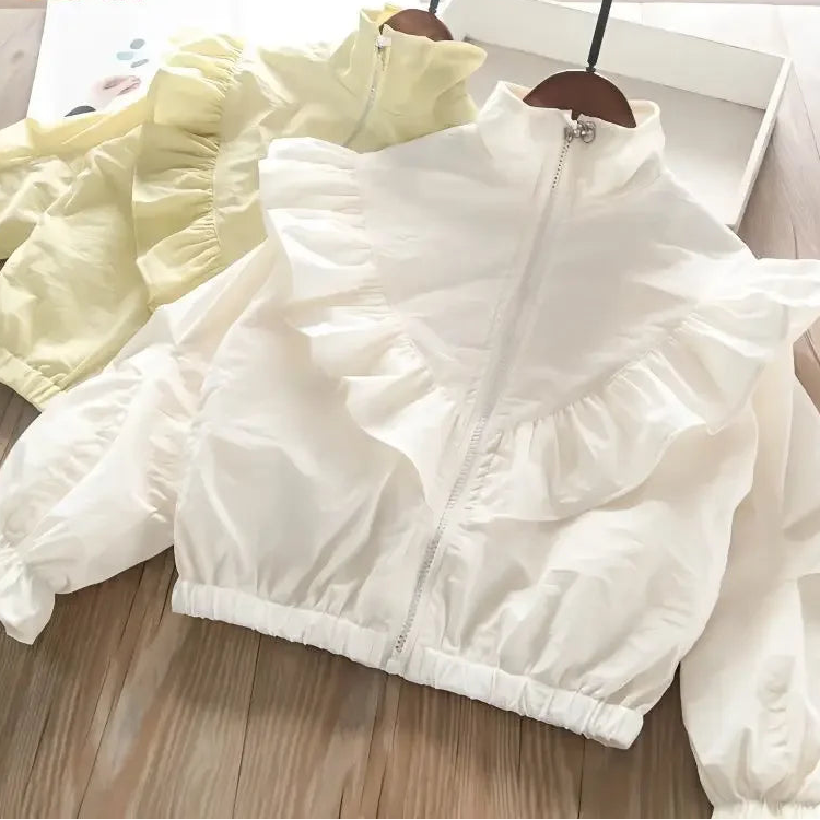Girls’ ruffled collar blouse coat