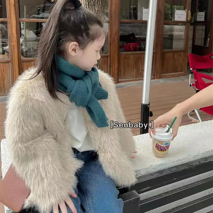 Girls Faux Fur Jacket – Cozy Winter Coat