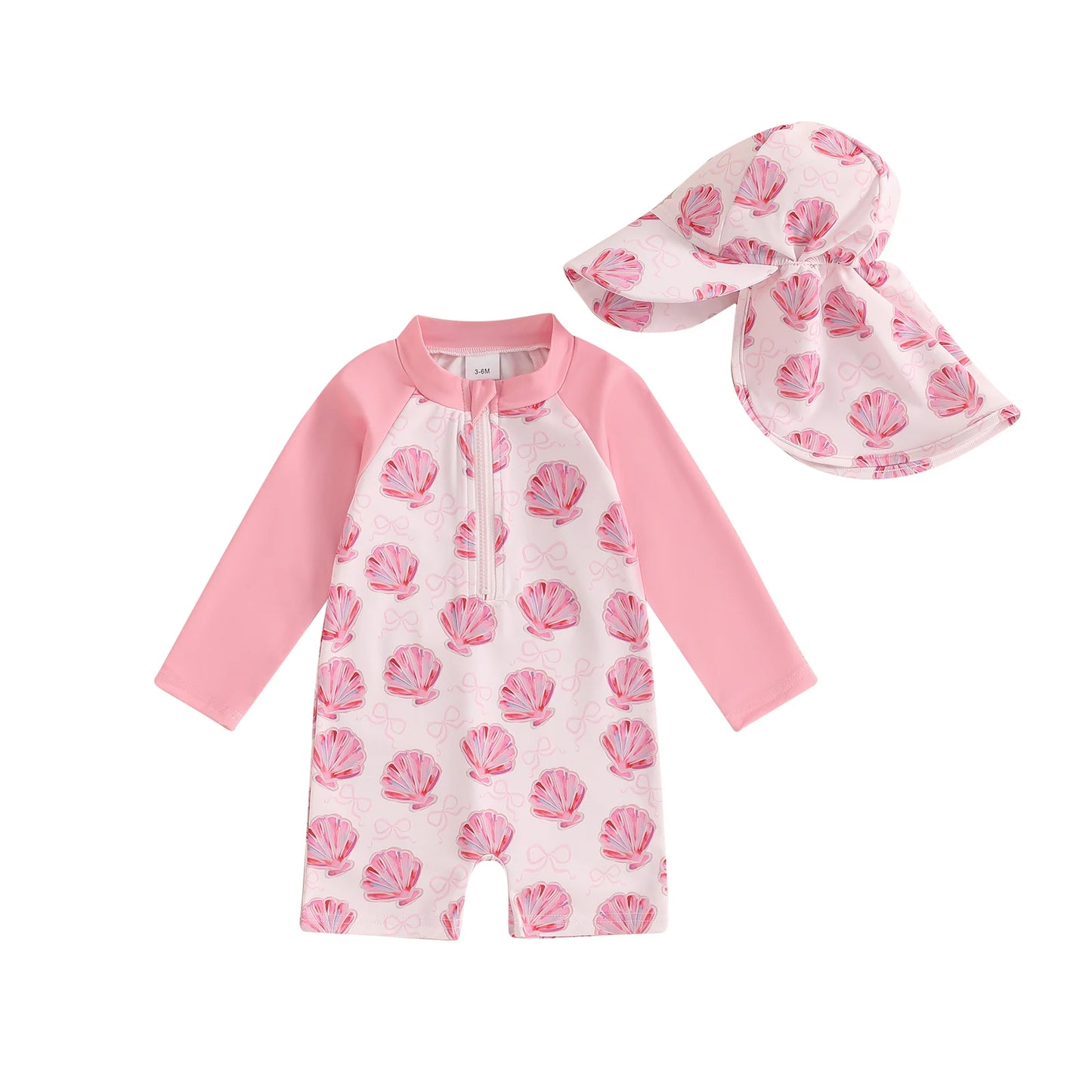 Kids swimwear set  Floral & Tropical zip-up swimsuit with hat