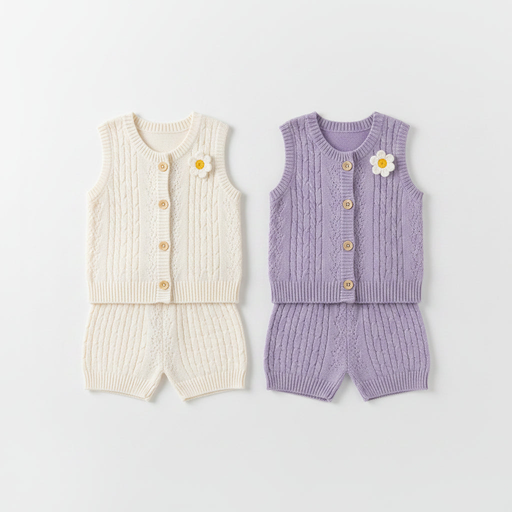 Baby girl knit summer set